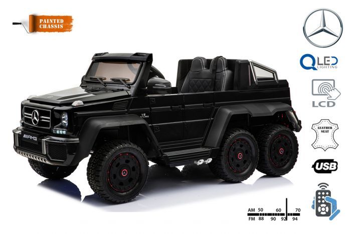 Electric Ride On Toy Car Mercedes Benz G63 6x6 Lcd Screen Wheel Lights Bottom Lights 2 4ghz 12v14ah Removable Battery Box 4 X Motor Remote Control Double Leather Seat Eva Wheels Fm Radio Two